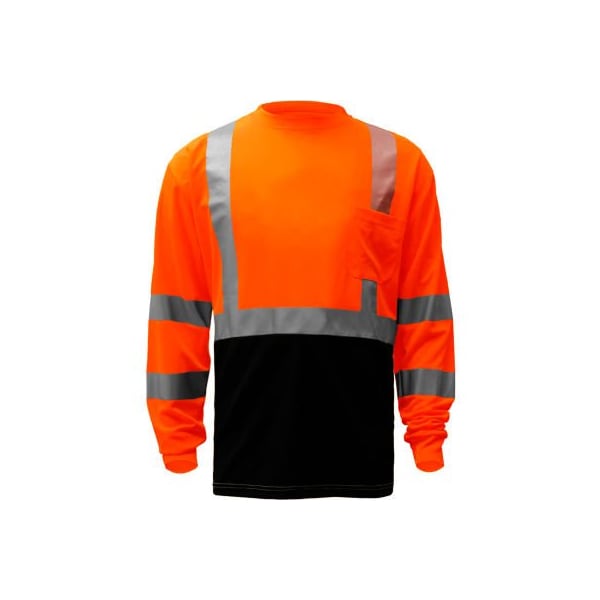 Gss Safety GSS Safety 5114, Class 3, Microfiber Birdseye Long Sleeve T-Shirt W/ Black Bottom, Orange, L 5114-L - main